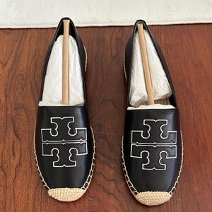 NWT Tory Burch Black Espadrille Flats with Logo